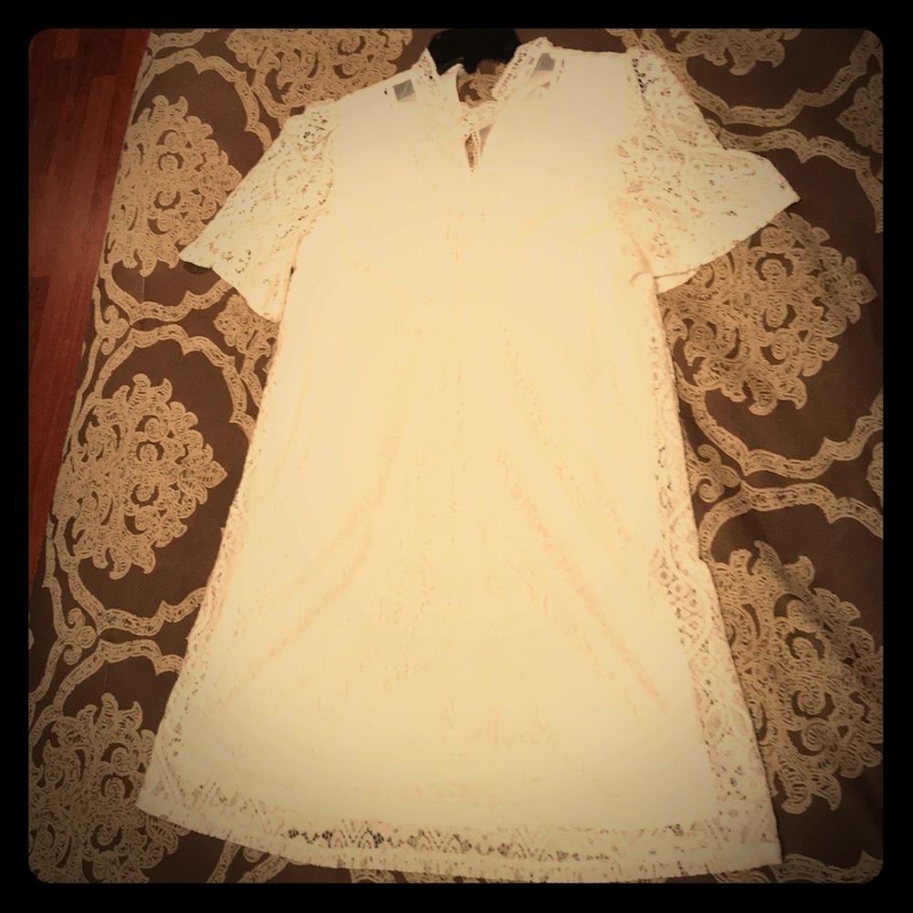 Cream lace shift dress